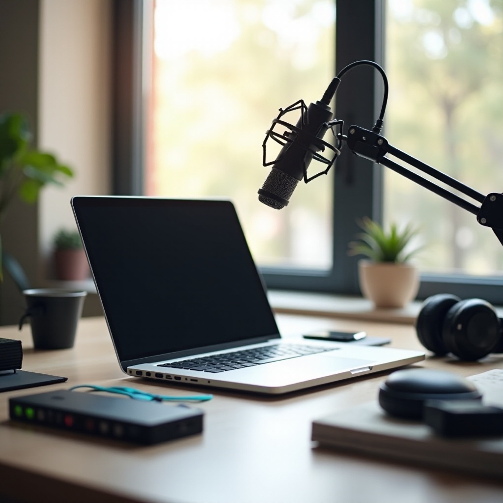 echipament simplu pentru podcast macbook